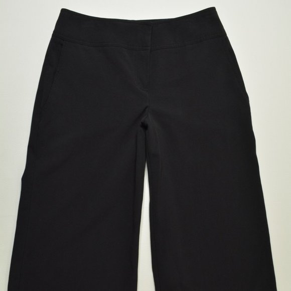 BYERWEAR Sz 7 Juniors BLACK Culotte WIDE Leg CROPPED Stretch MID Rise Dress Pant - Picture 1 of 6